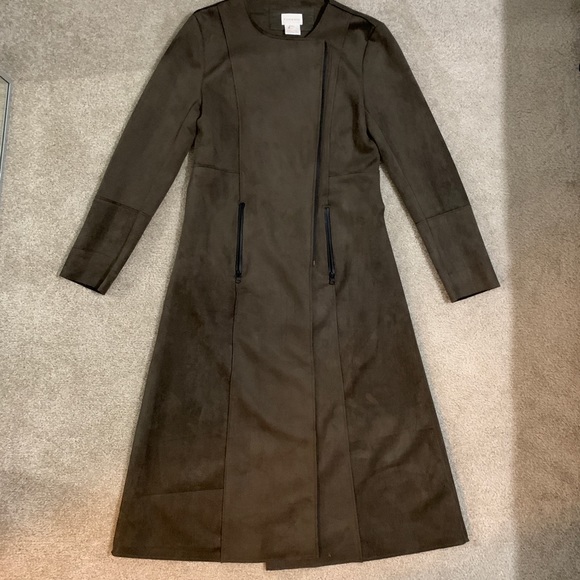 Olive Green Vegan Suede Jacket - Picture 2 of 8